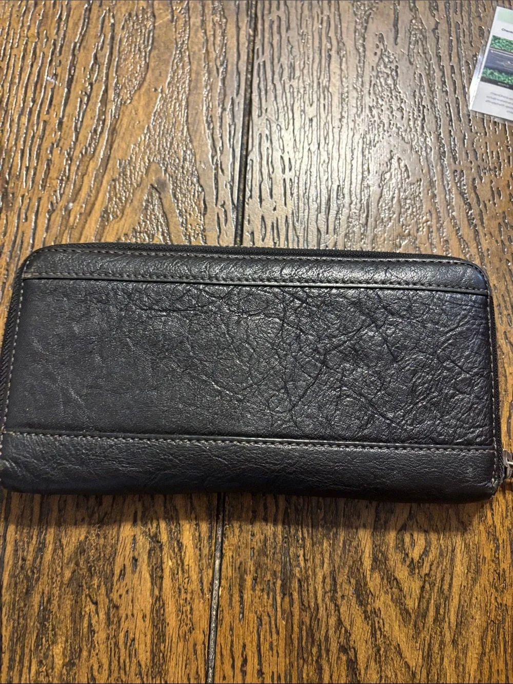 Burberry Black Leather Zip Wallet with Horseferry Motif
